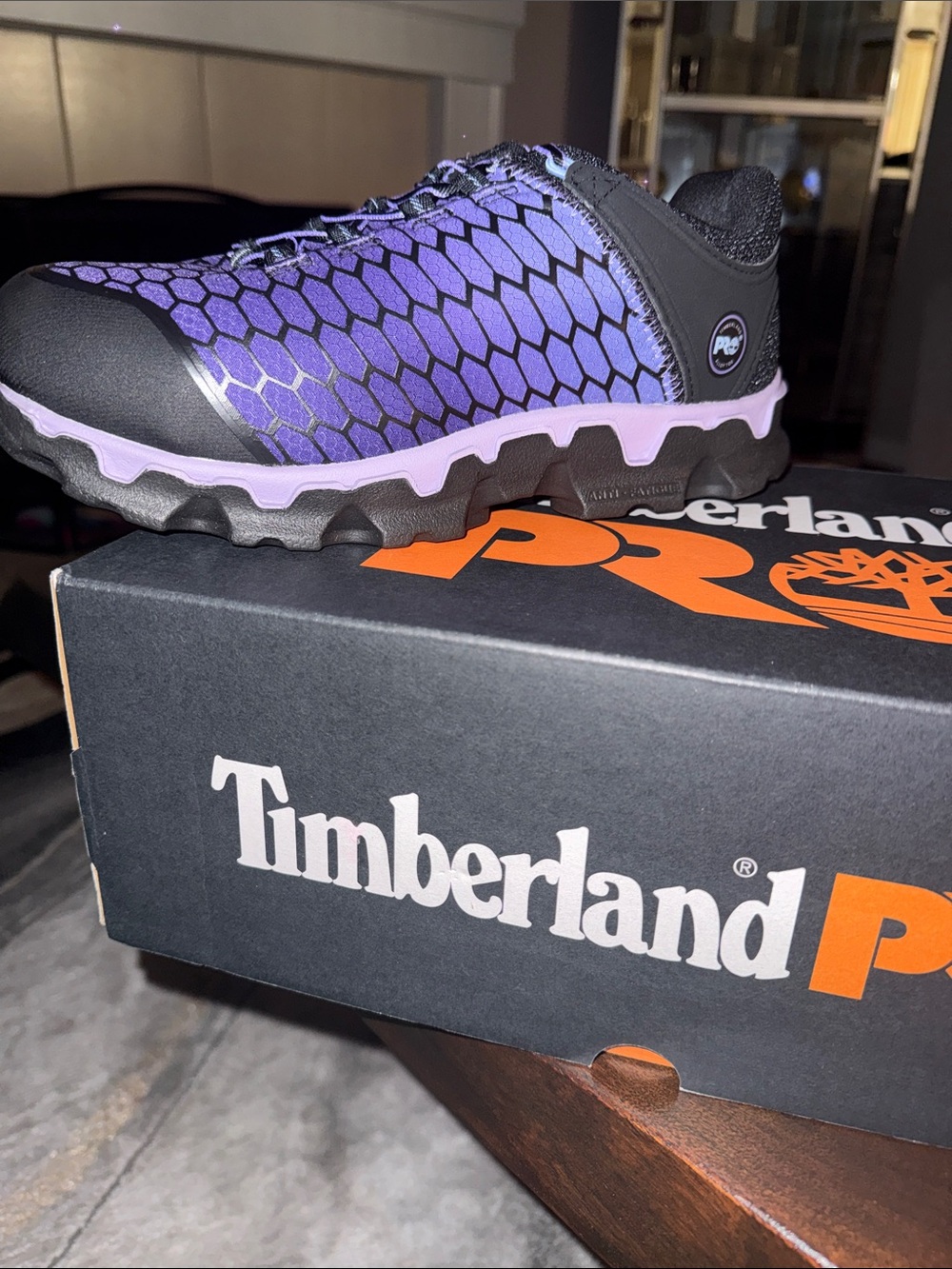 Timberland PRO Purple and Black Hex-Pattern Work Shoe